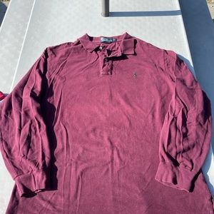Good Conditon Polo Ralph Lauren Collared Long Sleeve Size Maroon XL Rare